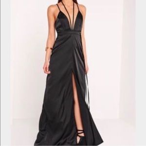 Strappy black prom dress